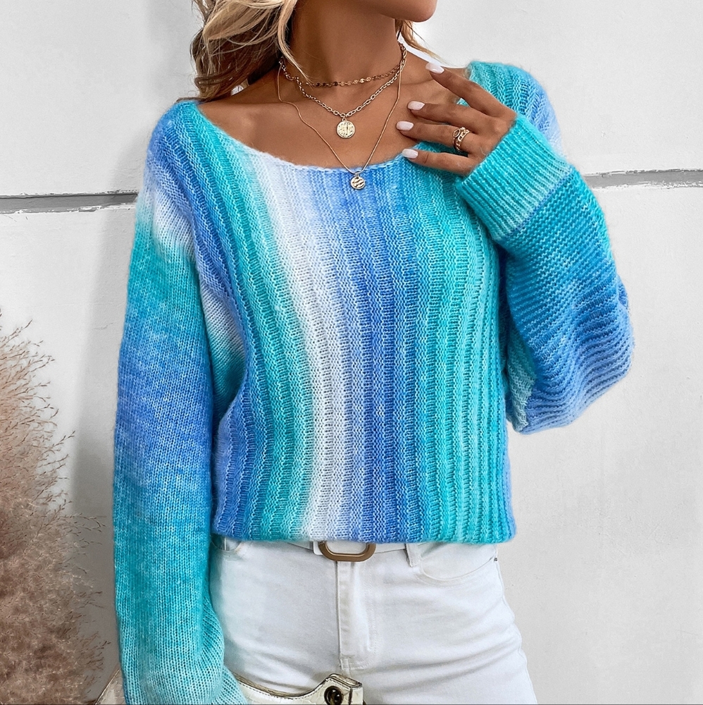 Ombre Batwing Sleeve Sweater - Picture 6 of 6